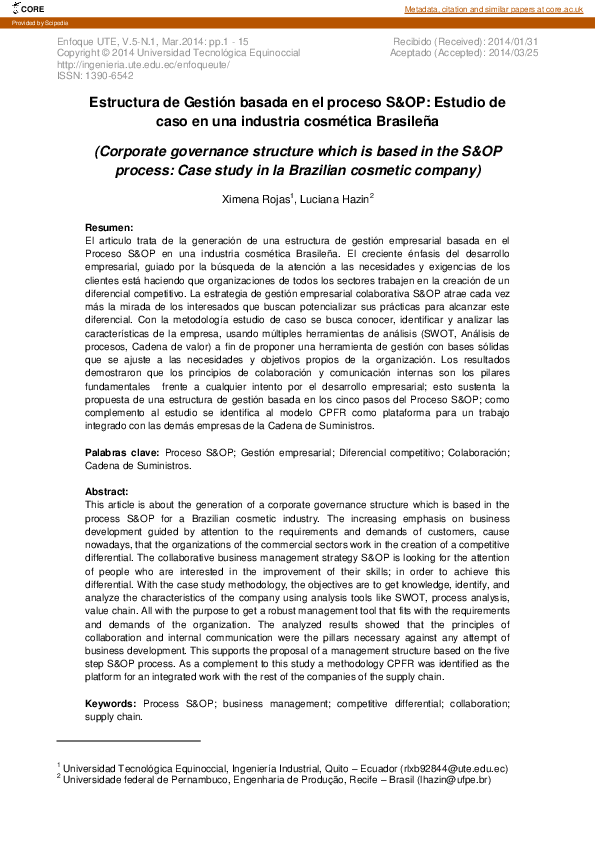 (PDF) Corporate governance structure which is based in the S&OP process ...