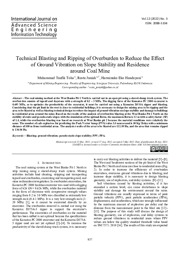 (PDF) Technical Blasting and Ripping of Overburden to Reduce the Effect