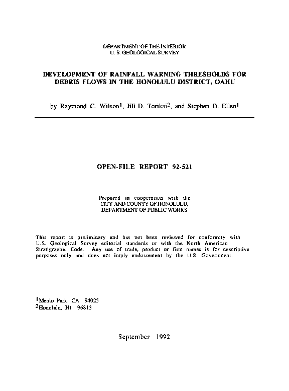 (PDF) Development of rainfall warning thresholds for debris flows in ...