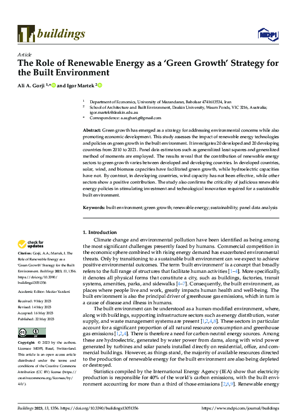 (PDF) The Role of Renewable Energy as a ‘Green Growth’ Strategy for the ...