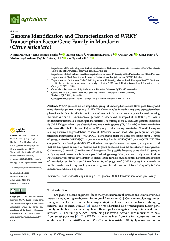 (PDF) Genome Identification and Characterization of WRKY Transcription ...