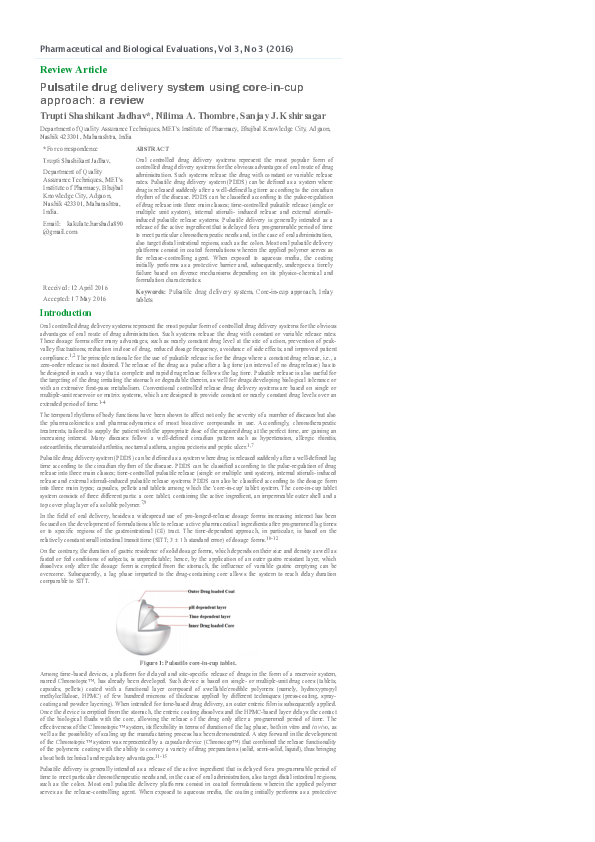 (PDF) Pulsatile drug delivery system using core-in-cup approach: a review