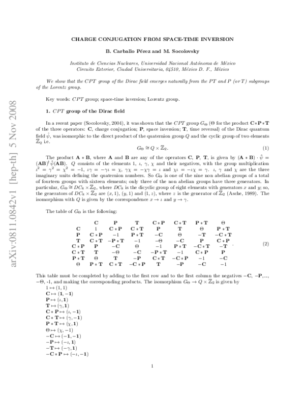 (PDF) Charge Conjugation from Space-Time Inversion