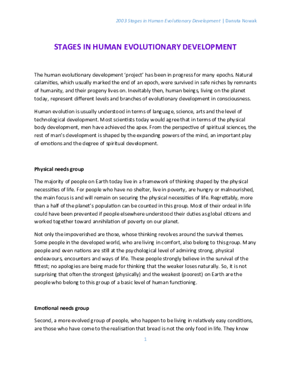 (DOC) STAGES IN HUMAN EVOLUTIONARY DEVELOPMENT