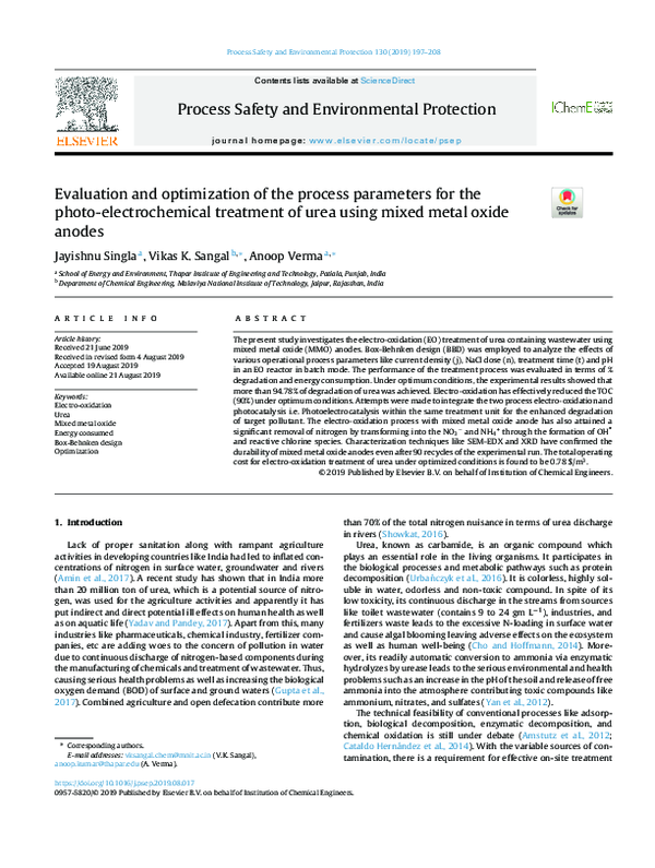 (PDF) Evaluation and optimization of the process parameters for the ...