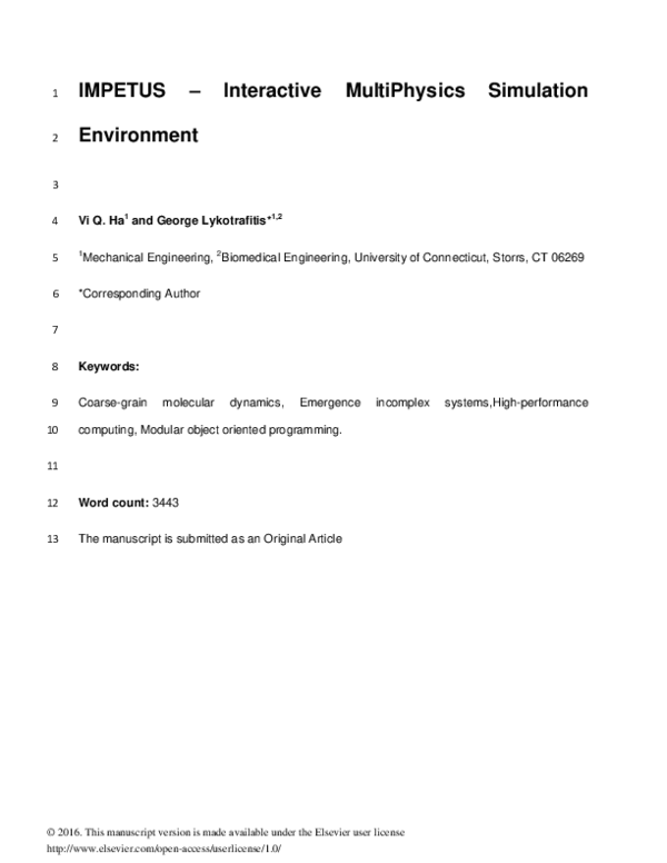 (PDF) IMPETUS - Interactive MultiPhysics Environment for Unified ...