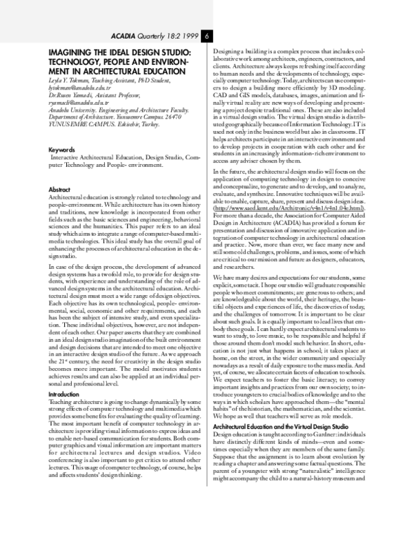 (PDF) Imagining the Ideal Design Studio: Technology, People and ...
