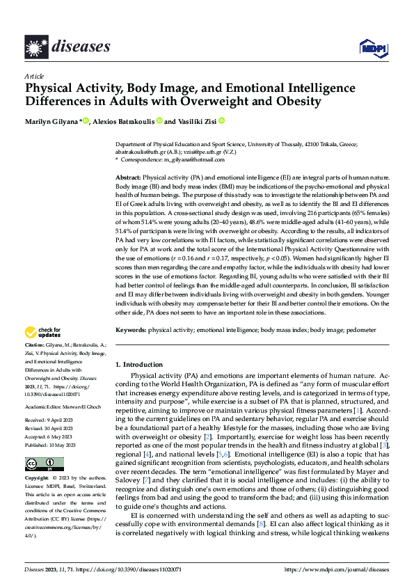 (PDF) Physical Activity, Body Image, and Emotional Intelligence ...