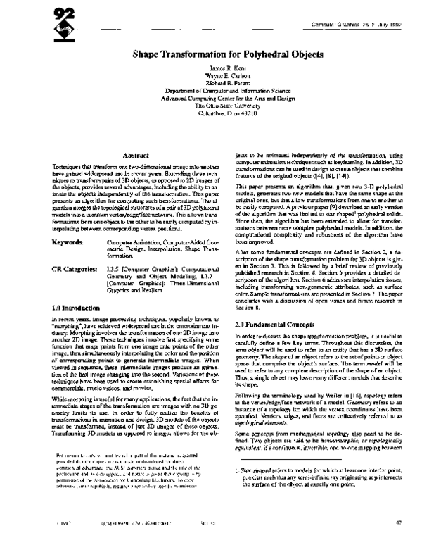 (PDF) Shape transformation for polyhedral objects | Wayne Carlson ...