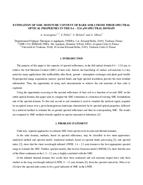 (PDF) Estimation of Soil Moisture Content of bare soils from their ...