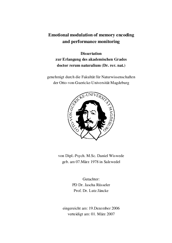 (PDF) Emotional modulation of memory encoding and performance monitoring