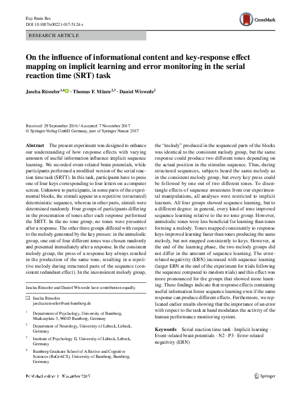 (PDF) On the influence of informational content and key-response effect ...