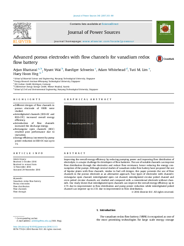(PDF) Advanced porous electrodes with flow channels for vanadium redox ...