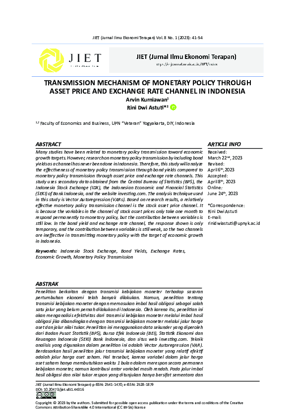 (PDF) Transmission Mechanism of Monetary Policy Through Asset Price and ...