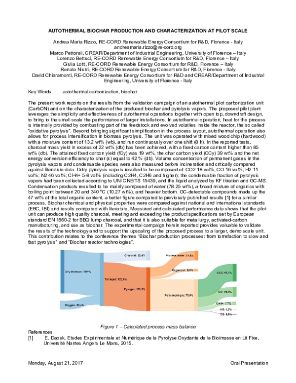 (PDF) Autothermal biochar production and characterization at pilot scale