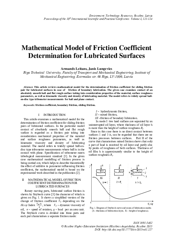 (PDF) Mathematical Model of Friction Coefficient Determination for ...