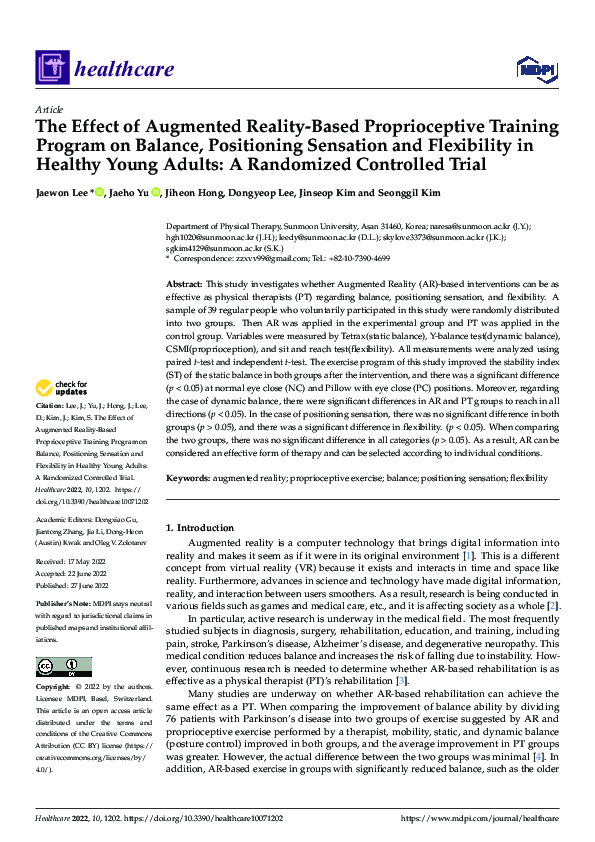 (PDF) The Effect of Augmented Reality-Based Proprioceptive Training ...