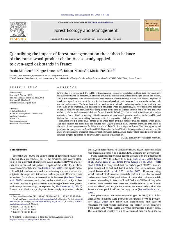 (PDF) Quantifying the impact of forest management on the carbon balance ...