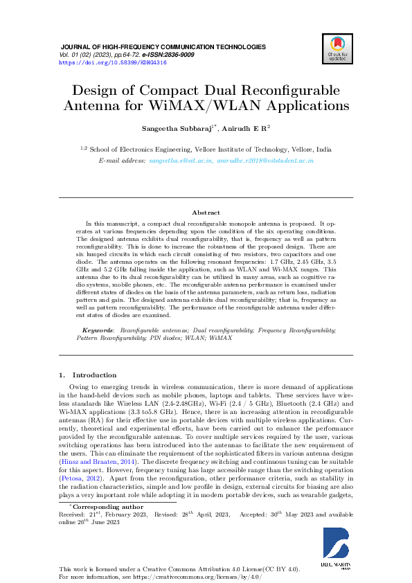 (PDF) Design of Compact Dual Reconfigurable Antenna for WiMAX/WLAN ...
