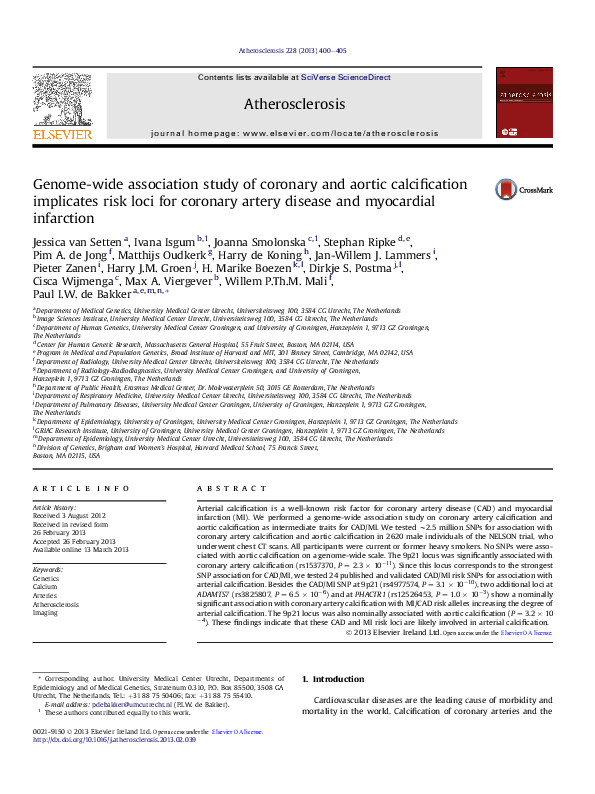 (PDF) Genome-wide association study of coronary and aortic ...