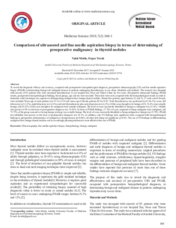 (PDF) Comparison of ultrasound and fine needle aspiration biopsy in ...