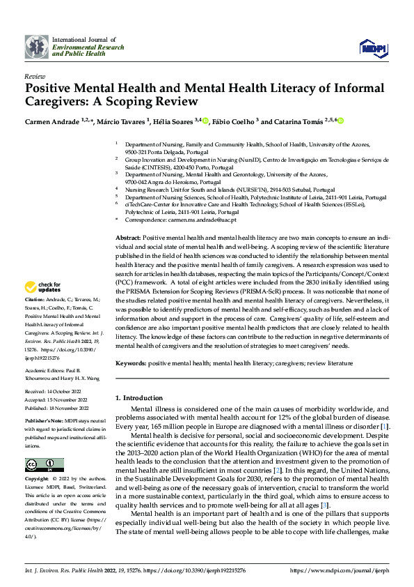 (PDF) Positive Mental Health and Mental Health Literacy of Informal ...