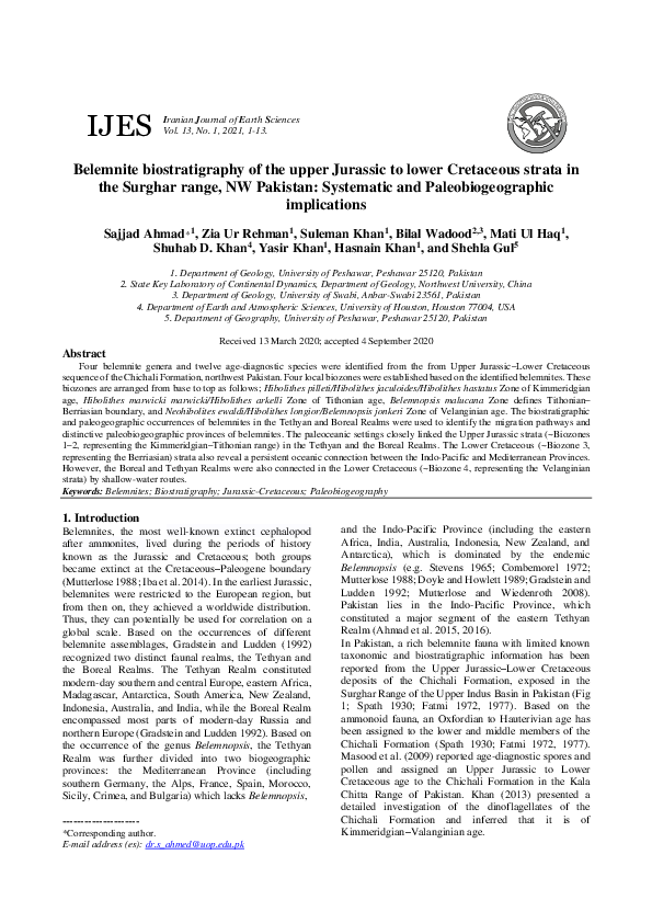 (PDF) Belemnite biostratigraphy of the upper Jurassic to lower ...