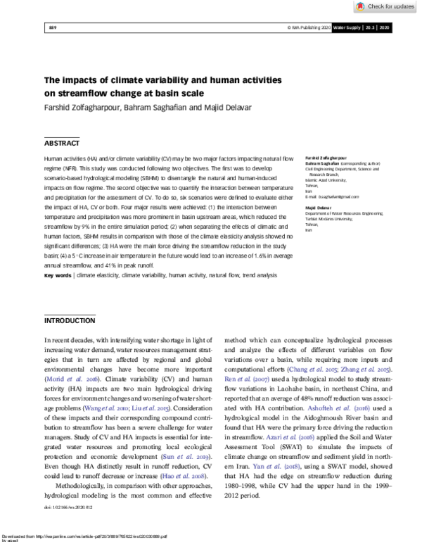 (PDF) The impacts of climate variability and human activities on ...