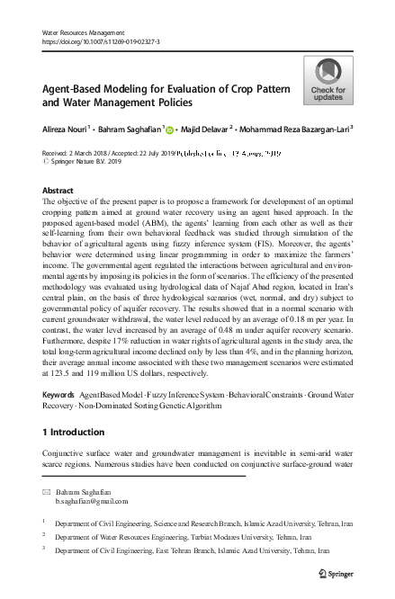 (PDF) Agent-Based Modeling for Evaluation of Crop Pattern and Water ...