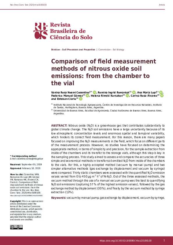(PDF) Comparison of field measurement methods of nitrous oxide soil ...