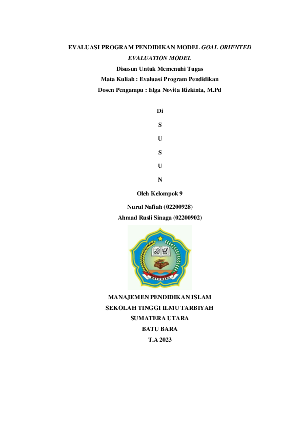 (PDF) Evaluasi Program Model Goal Oriented Evaluation Model oleh ...