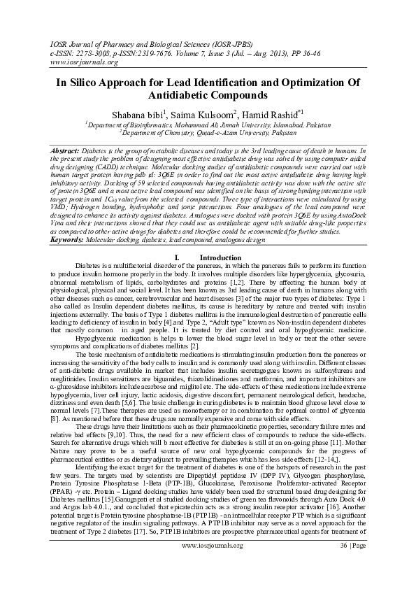 (PDF) In Silico Approach for Lead Identification and Optimization Of ...