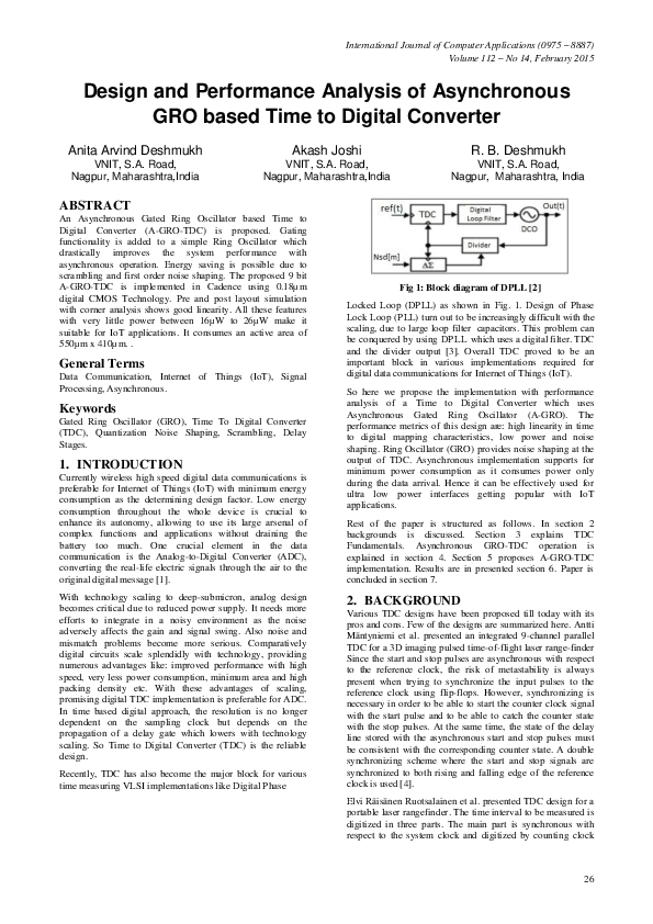 (PDF) Design and Performance Analysis of Asynchronous GRO based Time to ...