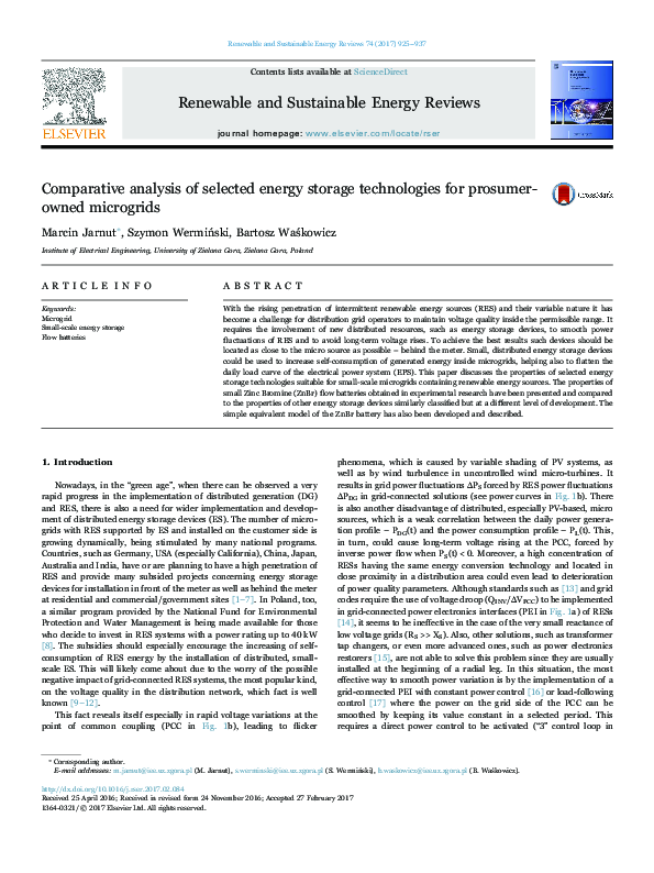 (PDF) Comparative analysis of selected energy storage technologies for ...