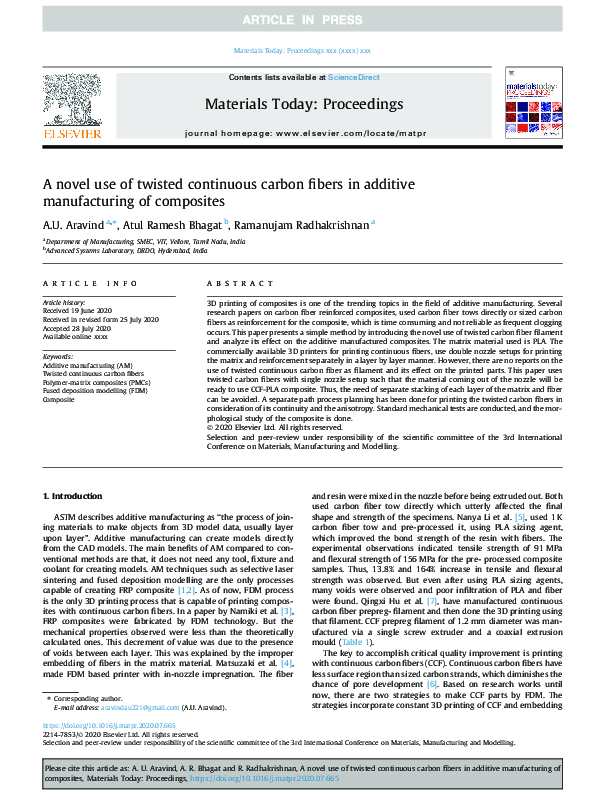(PDF) A novel use of twisted continuous carbon fibers in additive ...