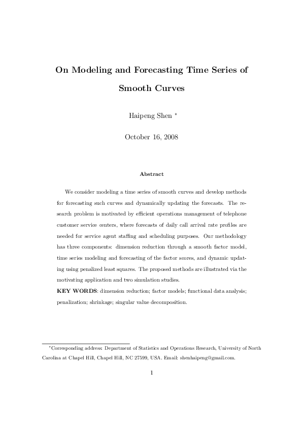 (PDF) On Modeling and Forecasting Time Series of Smooth Curves