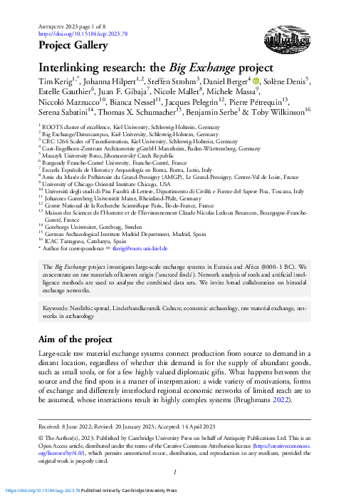 (PDF) Interlinking research: the Big Exchange project