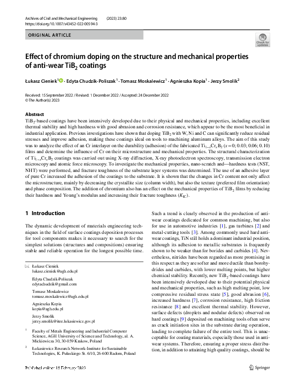 (PDF) Effect of chromium doping on the structure and mechanical ...