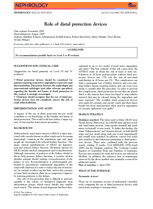 (PDF) Role of distal protection devices