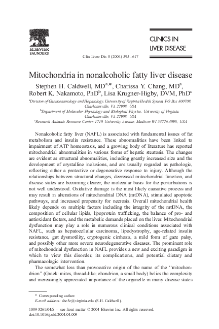 (PDF) Mitochondria in nonalcoholic fatty liver disease
