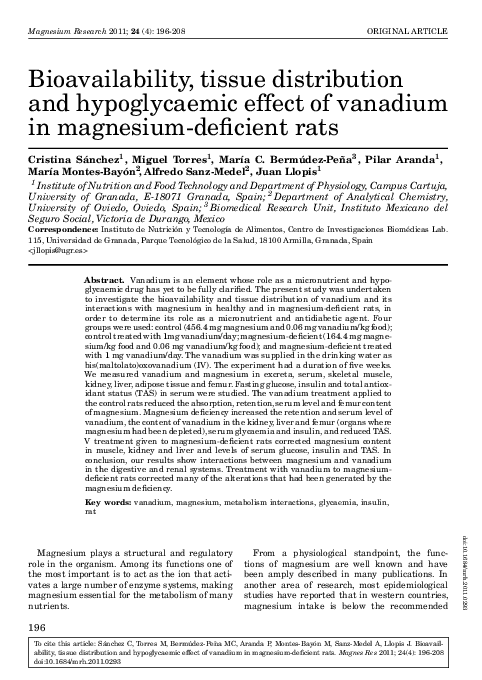(PDF) Bioavailability, tissue distribution and hypoglycaemic effect of ...