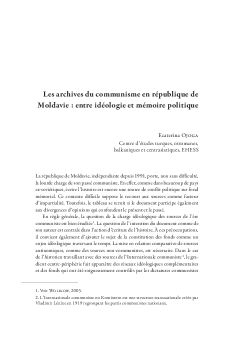 (PDF) The Archives of Communism in the Republic of Moldova: Between ...