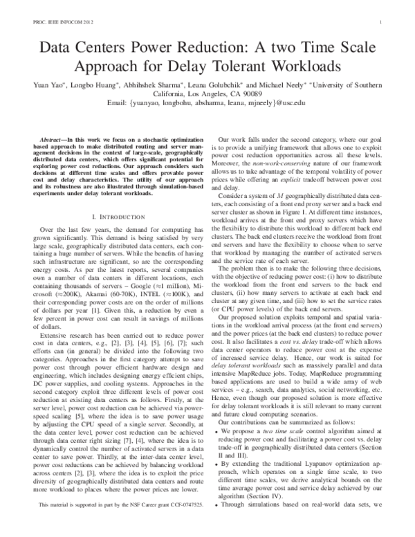 (PDF) Data centers power reduction: A two time scale approach for delay ...