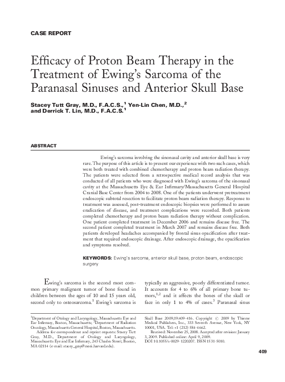 (PDF) Efficacy of Proton Beam Therapy in the Treatment of Ewing's ...