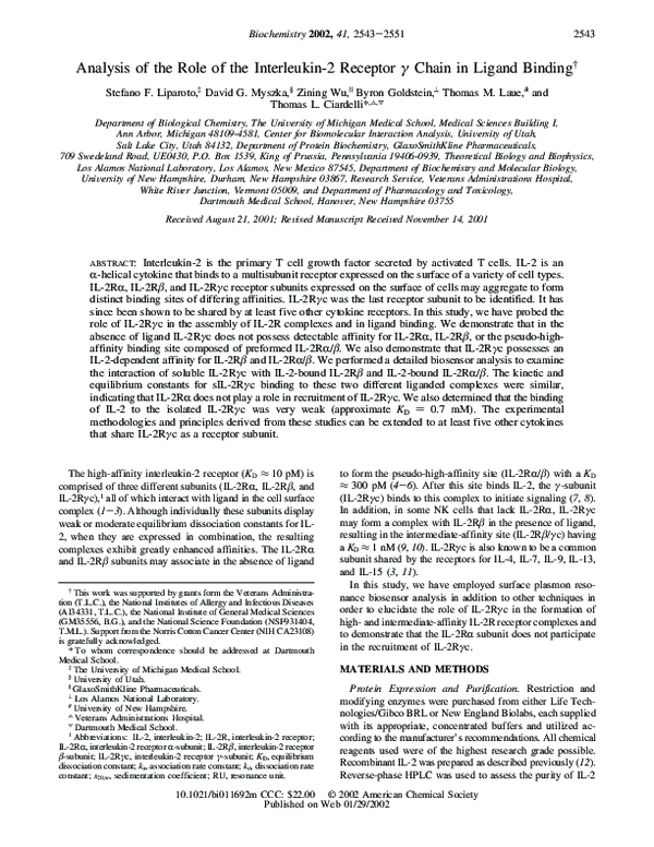 (PDF) Analysis of the Role of the Interleukin-2 Receptor γ Chain in ...