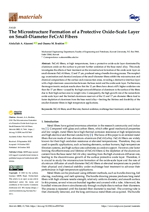 (PDF) The Microstructure Formation of a Protective Oxide-Scale Layer on ...