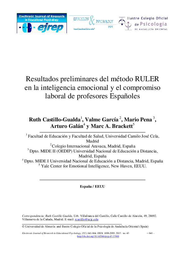 (PDF) Preliminary findings from RULER Approach in Spanish teachers ...