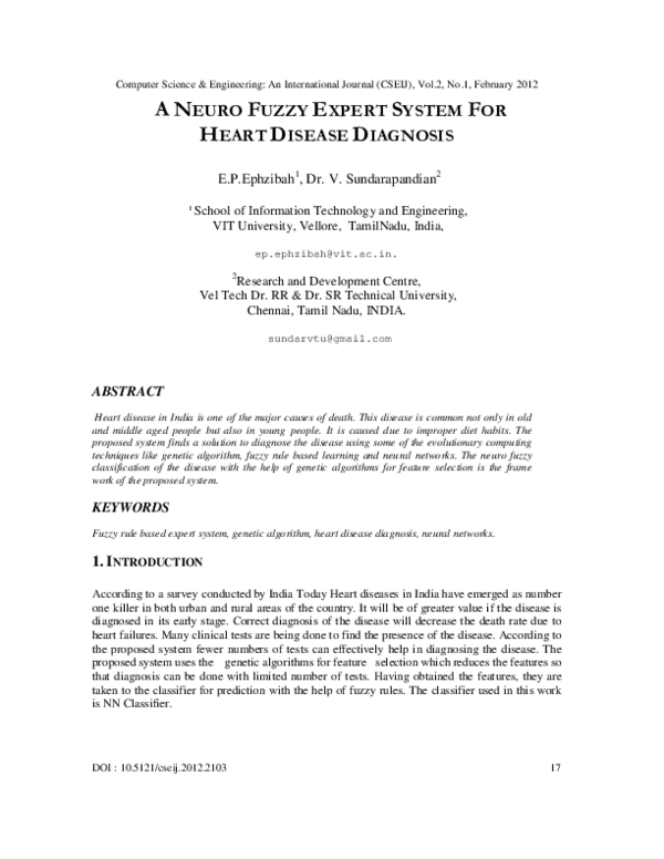 (PDF) A Neuro Fuzzy Expert System for Heart Disease Diagnosis