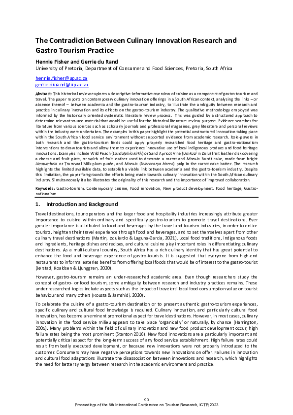 (PDF) The Contradiction Between Culinary Innovation Research and Gastro ...