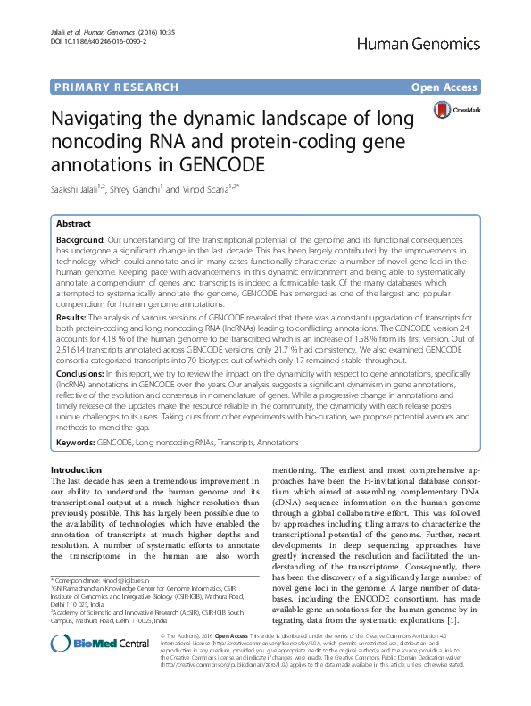 (PDF) Navigating the dynamic landscape of long noncoding RNA and ...